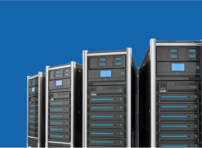 Four Server high-end, view top on white background (done in 3d rendering)